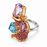Multicolor Gemstone Sculptural Cocktail Ring