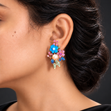 Multicolor Gemstone Convertible Floral Earrings