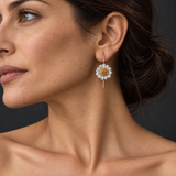 Two-Tone Sterling Silver Floral Threader Drop Earrings
