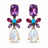 Amethyst & Mother of Pearl Floral Drop Earrings
