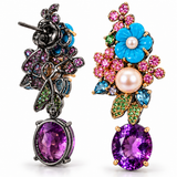 Multicolor Gemstone Convertible Floral Earrings