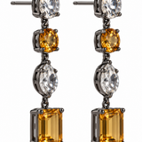 Citrine & White Topaz Black Rhodium Statement Drop Earrings