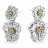 Two-Tone Sculptural Flower Sterling Silver Statement Earrings