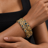 Swiss Blue Topaz & Sapphire Brutalist Cuff Bracelet