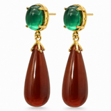 Carnelian & Green Chalcedony Gold Vermeil Drop Earrings