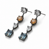 Blue Topaz, White Topaz & Citrine Drop Earrings