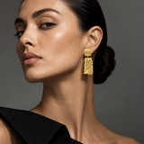 Wood Grain Sterling Silver Vermeil Statement Earrings