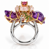 Enchanted Garden Multi-Gemstone Floral Statement Ring