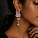 Secret Garden Rose Quartz & Multi-Gemstone Dangle Earrings