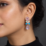 Blushing Garden Rose Quartz & Multi-Gemstone Drop Earrings