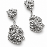 Molten Texture Sterling Silver Drop Earrings – Sculptural Statement Earrings