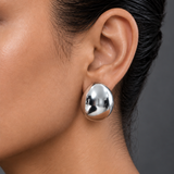 Sculptural Dome Sterling Silver Earrings – High Polish Statement Earrings