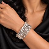 Folded Metal Free Form Textured Bracelet Sterling Silver