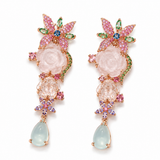 Secret Garden Rose Quartz & Multi-Gemstone Dangle Earrings