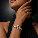 Hammered Sterling Silver Bypass Cuff Bracelet