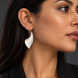Sculptural Sterling Silver Leaf Threader Drop Earrings