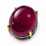 Oversized Ruby Cabochon Sterling Silver Pendant