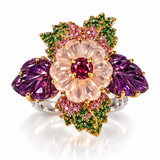 Enchanted Garden Multi-Gemstone Floral Statement Ring
