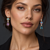 Amethyst, Blue Topaz & Turquoise Floral Drop Earrings