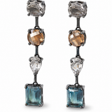 Blue Topaz, White Topaz & Citrine Drop Earrings