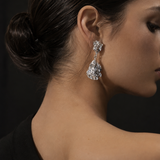 Molten Texture Sterling Silver Drop Earrings – Sculptural Statement Earrings