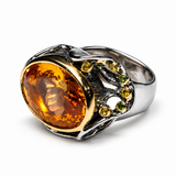 One-of-a-Kind Citrine, Sapphire & Green Tourmaline Statement Ring