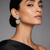 Two-Tone Sculptural Flower Sterling Silver Statement Earrings