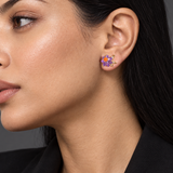 Celestial Bloom Amethyst & Carnelian Starburst Stud Earrings