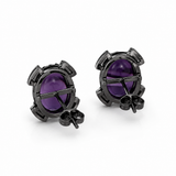 Oval Amethyst & Pink Sapphire Stud Earrings