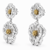 Two-Tone Sculptural Flower Sterling Silver Statement Earrings
