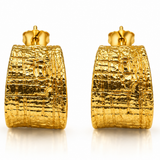 18K Gold Plated Wood Grain Huggie Hoop Earrings