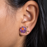 Celestial Bloom Amethyst & Carnelian Starburst Stud Earrings