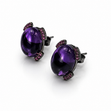 Oval Amethyst & Pink Sapphire Stud Earrings
