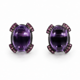 Oval Amethyst & Pink Sapphire Stud Earrings