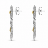 Two-Tone Sculptural Flower Sterling Silver Statement Earrings