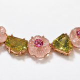 Carved Rose Quartz & Lemon Quartz Floral Necklace