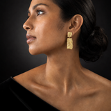 Wood Grain Sterling Silver Vermeil Statement Earrings