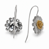 Two-Tone Sterling Silver Floral Threader Drop Earrings