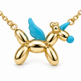 Blue Enamel Unicorn Gold Vermeil Charm Necklace