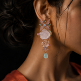 Secret Garden Rose Quartz & Multi-Gemstone Dangle Earrings