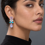 Blushing Garden Rose Quartz & Multi-Gemstone Drop Earrings
