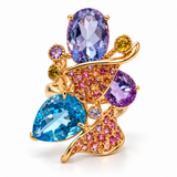Multicolor Gemstone Sculptural Cocktail Ring