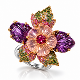 Enchanted Garden Multi-Gemstone Floral Statement Ring