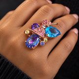 Multicolor Gemstone Sculptural Cocktail Ring