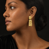 Wood Grain Sterling Silver Vermeil Statement Earrings