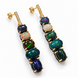 Multicolor Opal & White Topaz Vermeil Drop Earrings