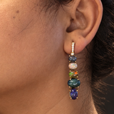 Multicolor Opal & White Topaz Vermeil Drop Earrings