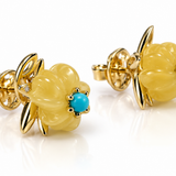 Celestial Starburst Lemon Jade & Turquoise Vermeil Earrings