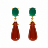Carnelian & Green Chalcedony Gold Vermeil Drop Earrings