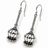 Sterling Silver Sculptural Opium Flower Drop Earrings